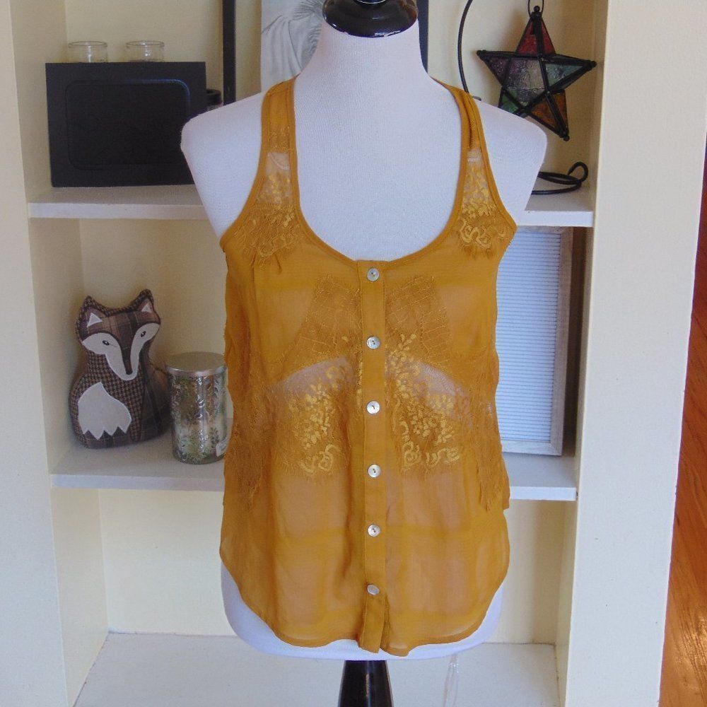 *576 bar III Sheer Cut-Out Button Down Tank
